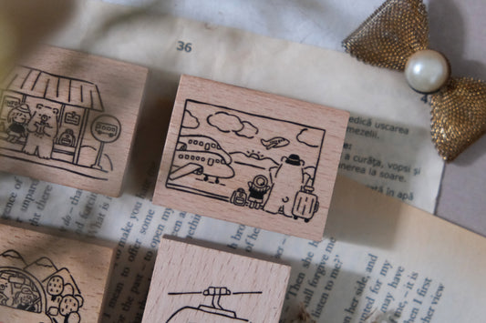 Eileen Tai Rubber Stamp | Bear & Girl: Travel Together - Airport