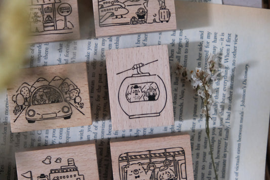 Eileen Tai Rubber Stamp | Bear & Girl: Travel Together - Cable Car