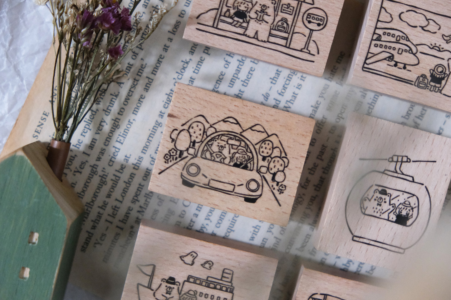 Eileen Tai Rubber Stamp | Bear & Girl: Travel Together - Car Ride