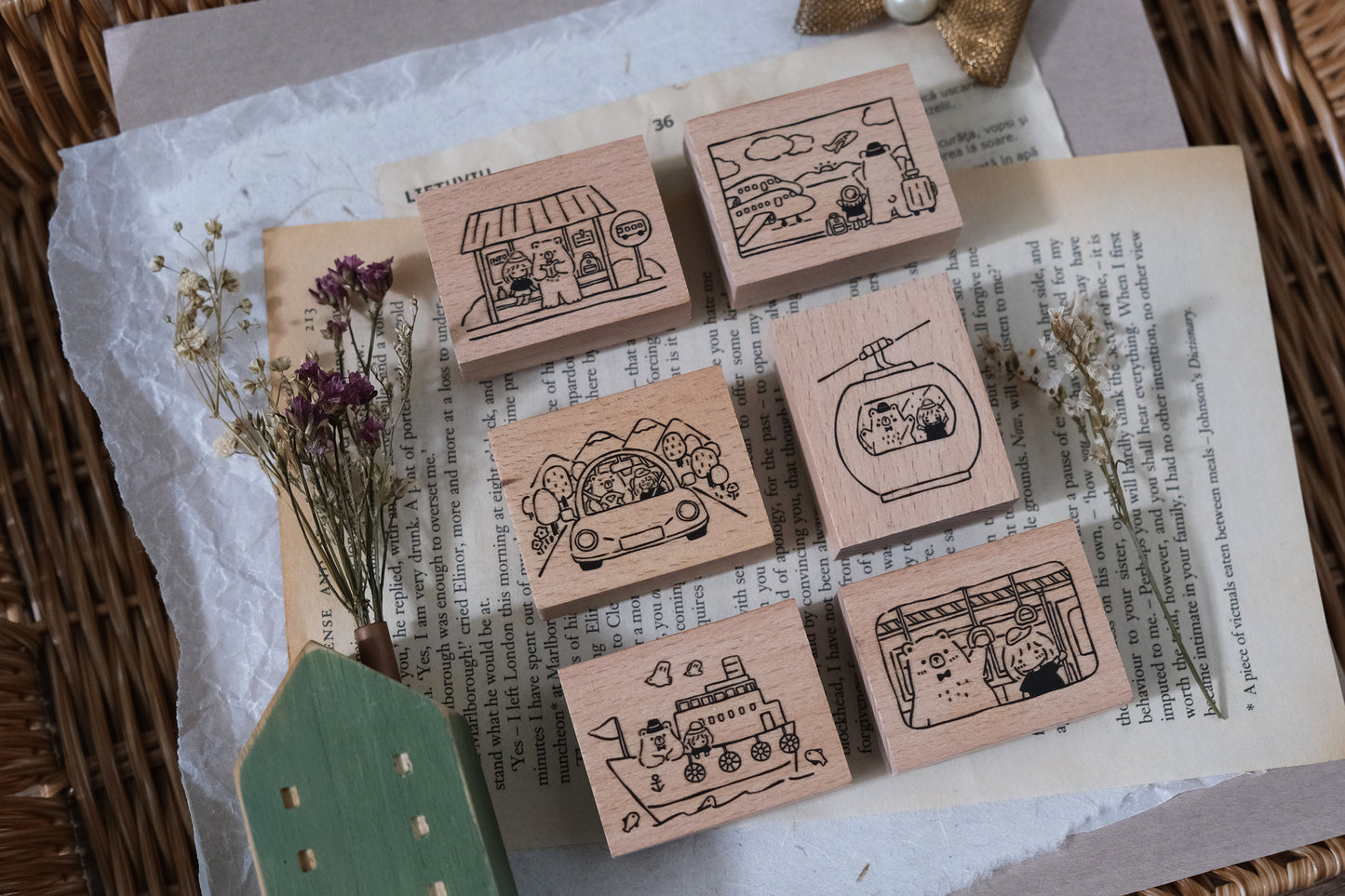 Eileen Tai Rubber Stamp | Bear & Girl: Travel Together - Train Ride