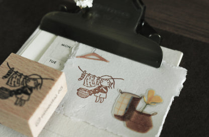 Eileen Tai Rubber Stamp | Mini Girls: At Home - Laundry Day