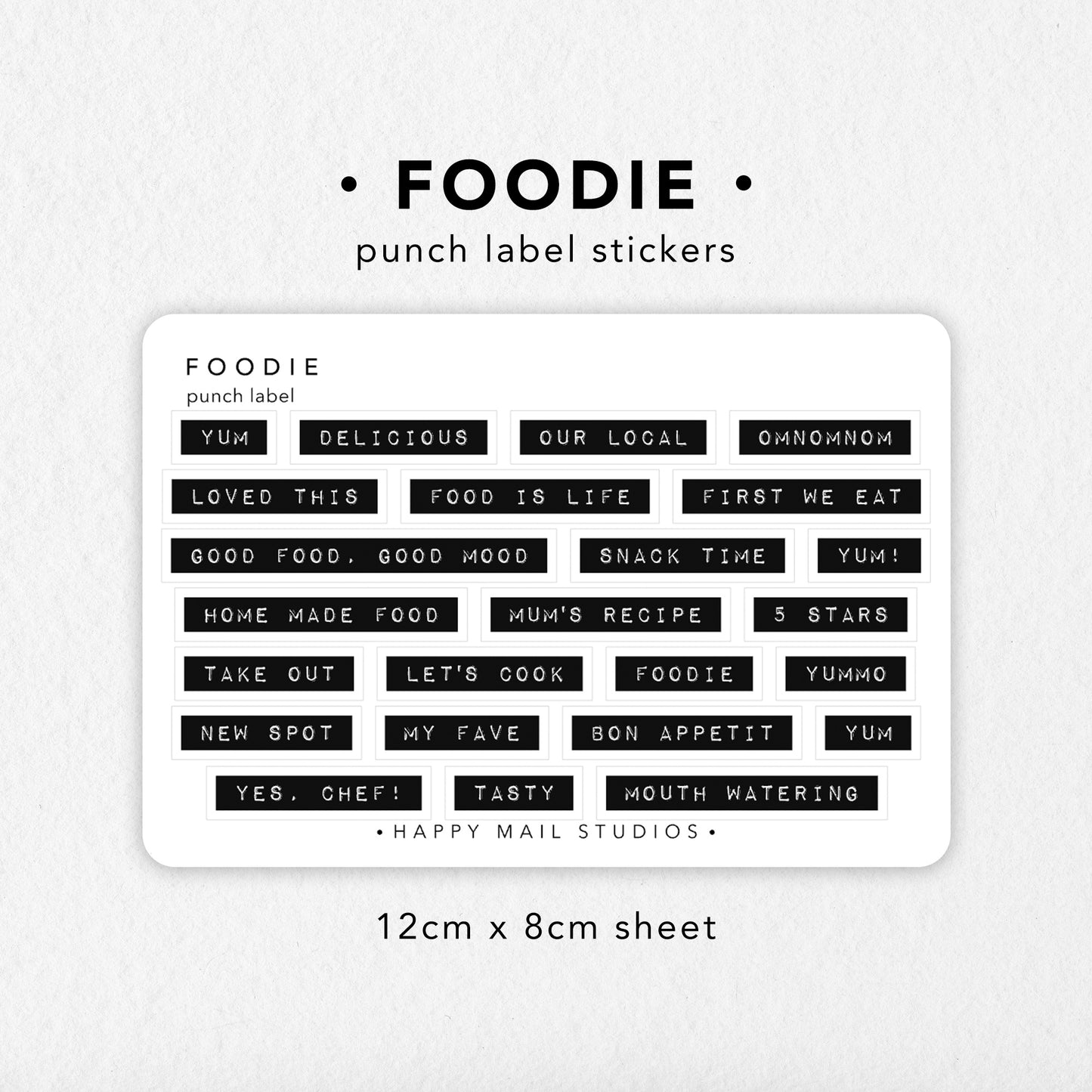 Foodie Punch Label Stickers in DYMO style