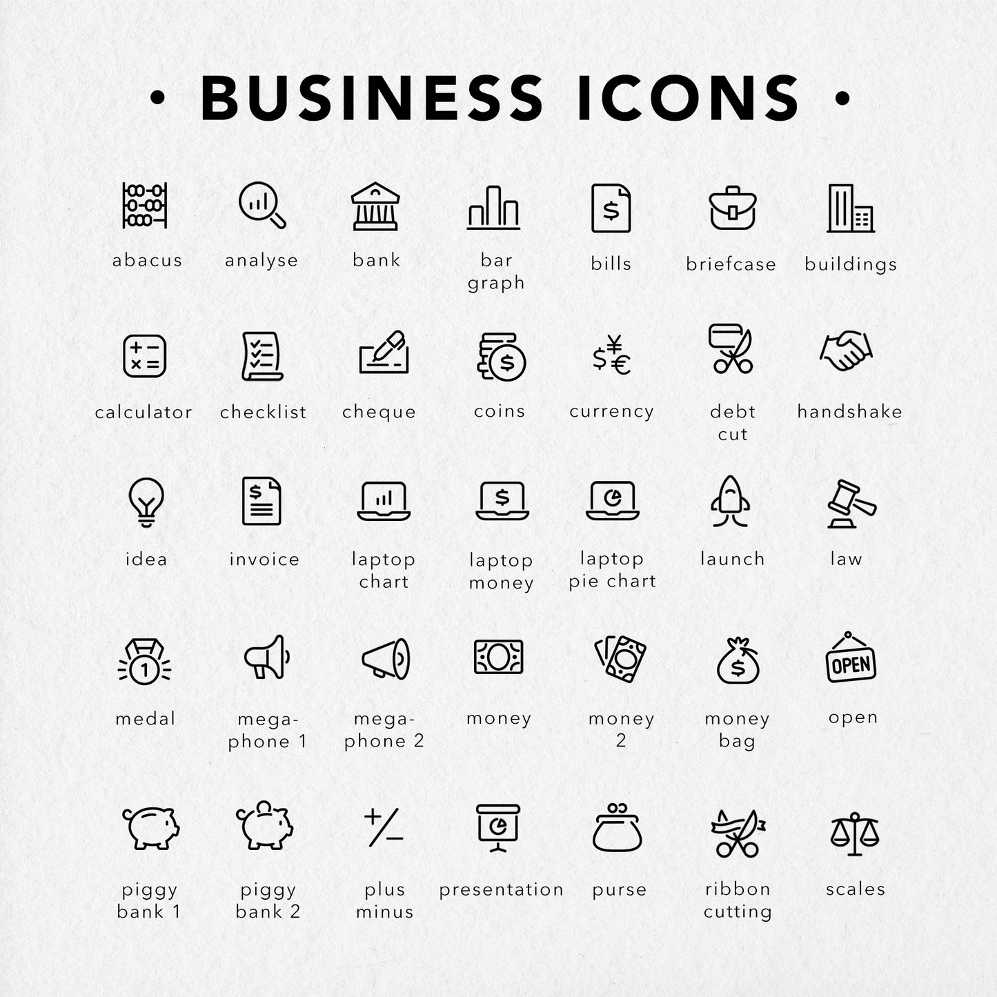 Business Icons stickers for your planner. Page 1