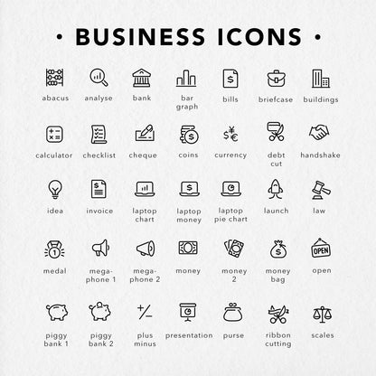 Business Icons stickers for your planner. Page 1