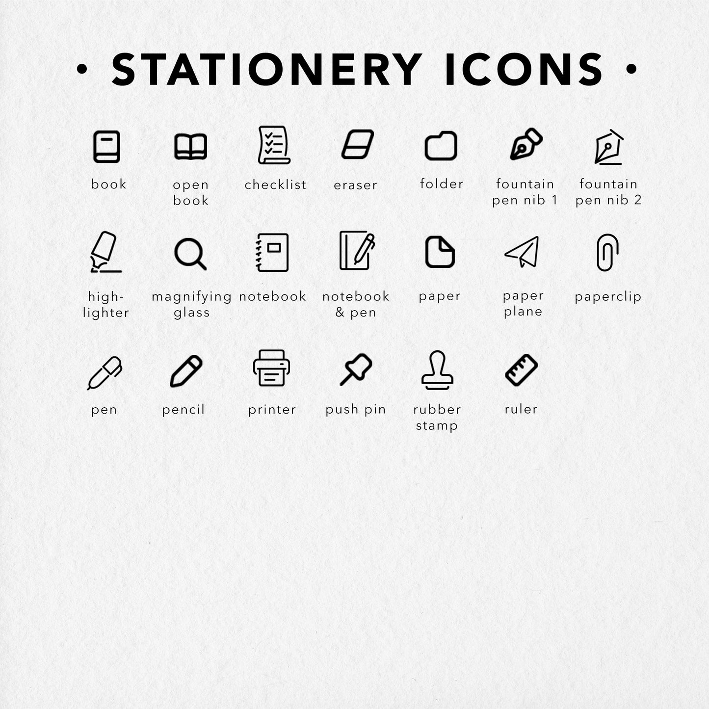 Stationery icons stickers to customise your planners and bullet journals