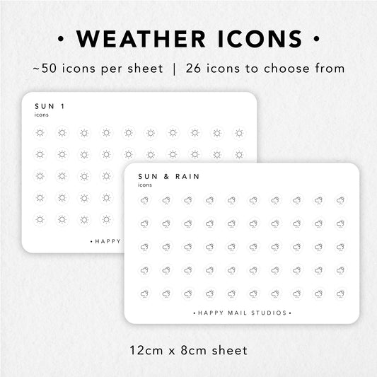 Weather icons stickers to customise your planners and bullet journals