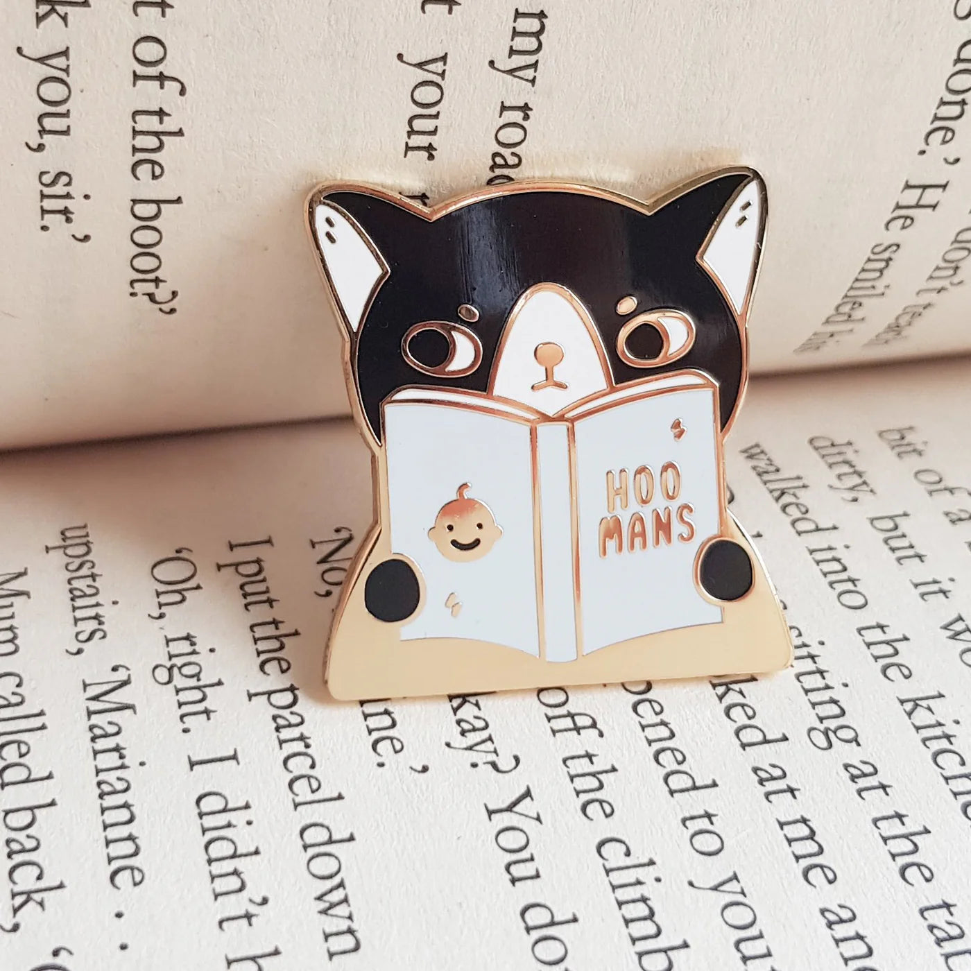 Lovesoup Enamel Pin - Reading Roni the cat