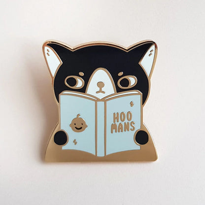 Lovesoup Enamel Pin - Reading Roni the cat