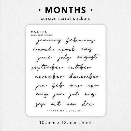 Month stickers to customise your planners and bullet journals