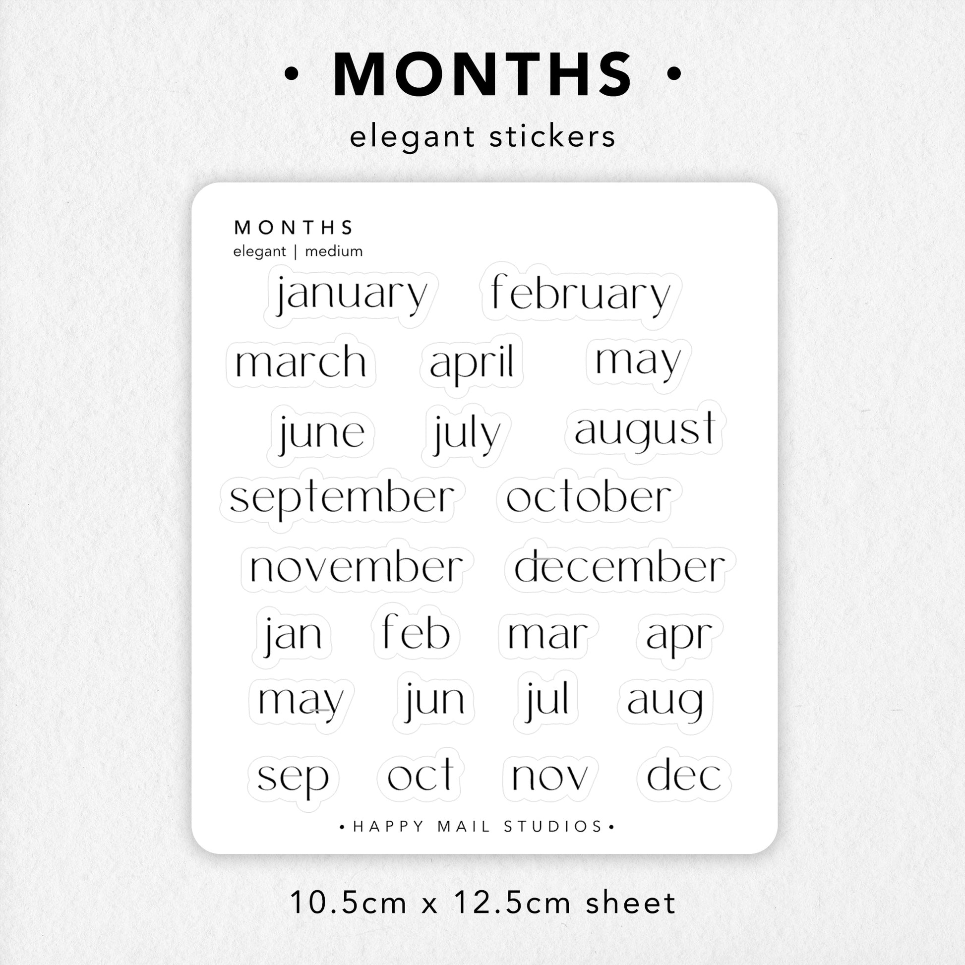 Month stickers to customise your planners and bullet journals