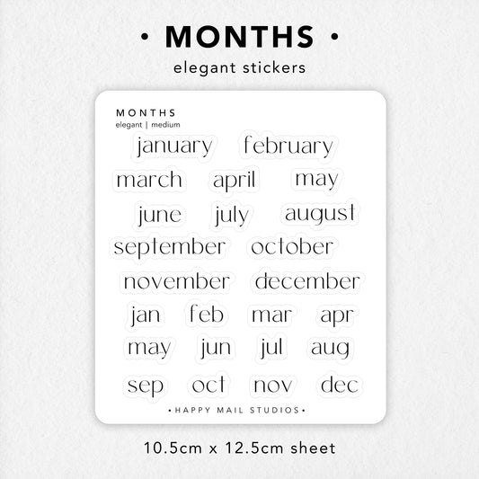 Month stickers to customise your planners and bullet journals