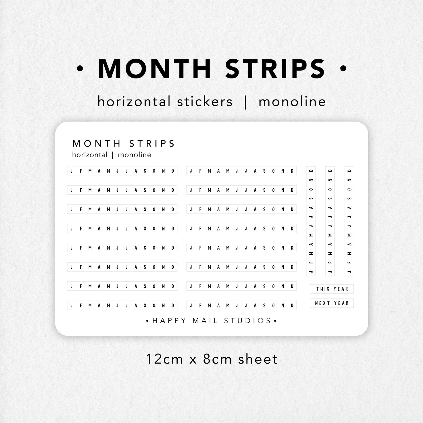 Month strip stickers to customise your planners and bullet journals