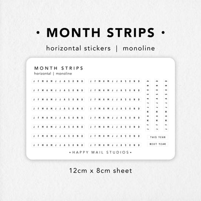 Month strip stickers to customise your planners and bullet journals