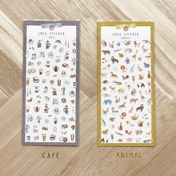 Mind Wave Cozy Sticker Sheets with Cafe and Animal themes