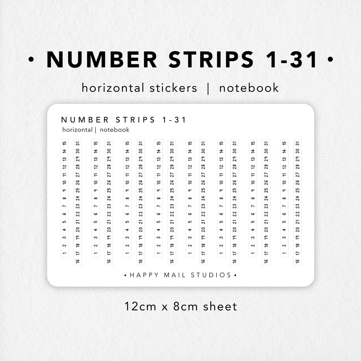 Number strips from 1 to 31 stickers to customise your planners and bullet journals