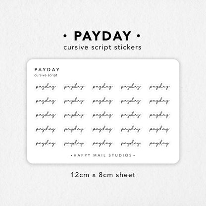 Payday Cursive Script Stickers