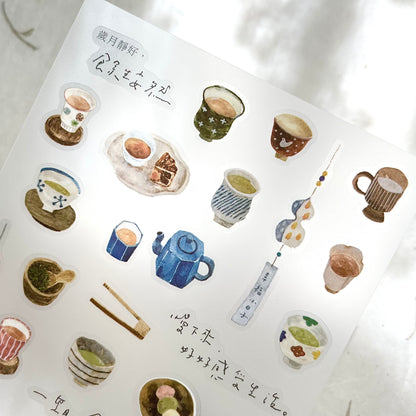 Pion Transfer Sticker Sheet - Tea House