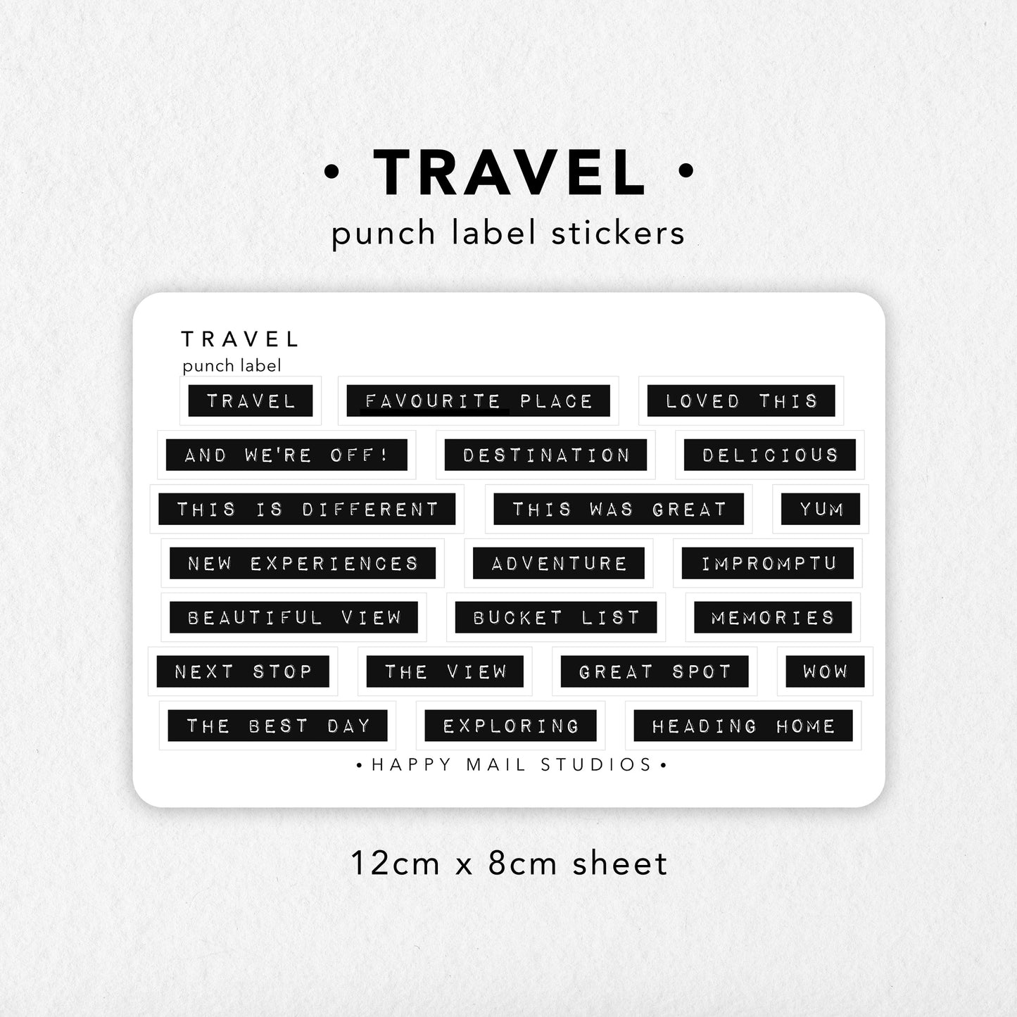 Travel Punch Label stickers in DYMO style