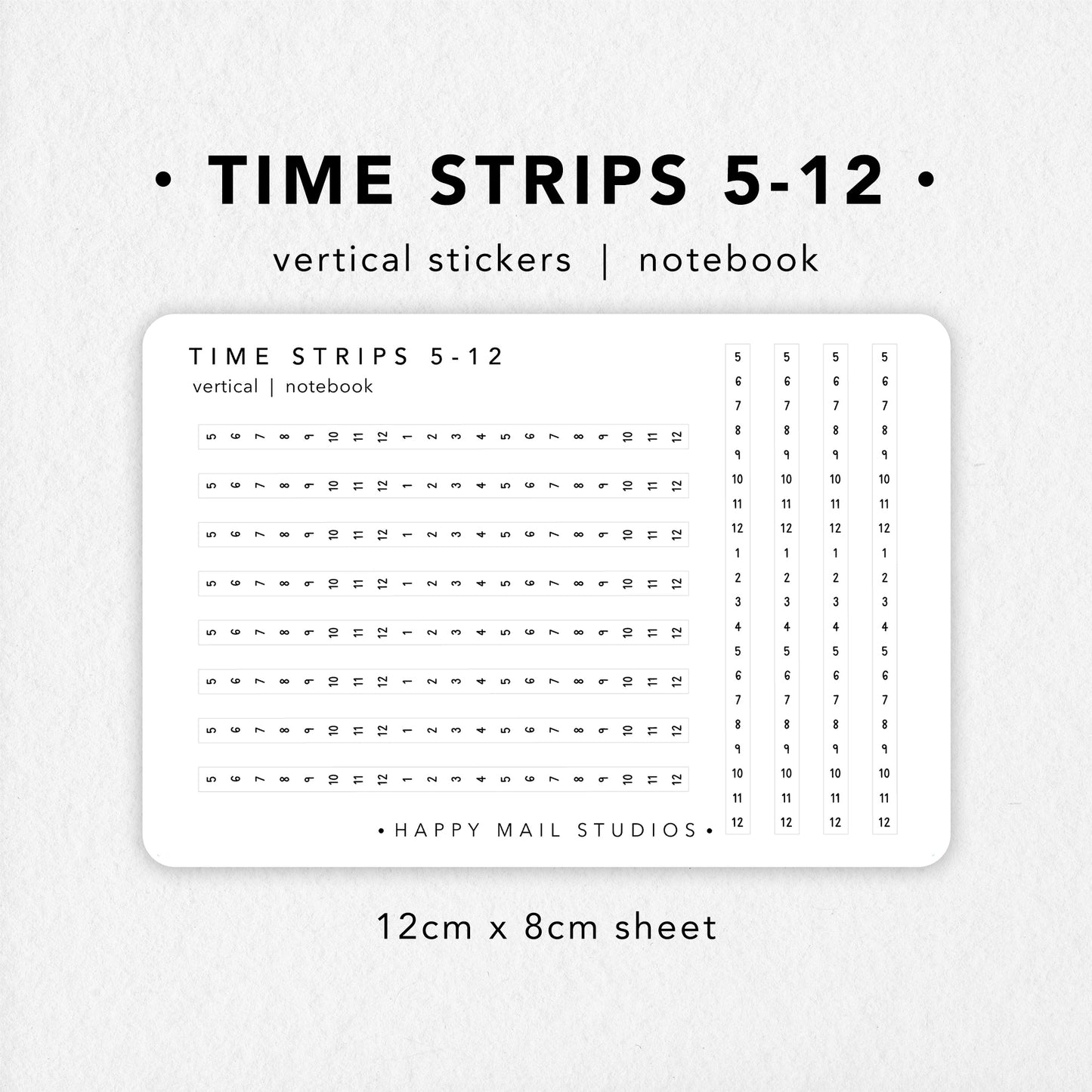 Time strips 5-12 stickers to customise your planners and bullet journals