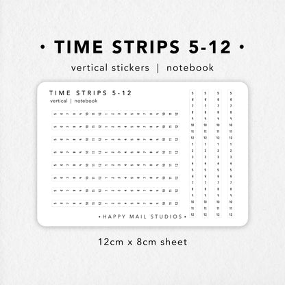 Time strips 5-12 stickers to customise your planners and bullet journals