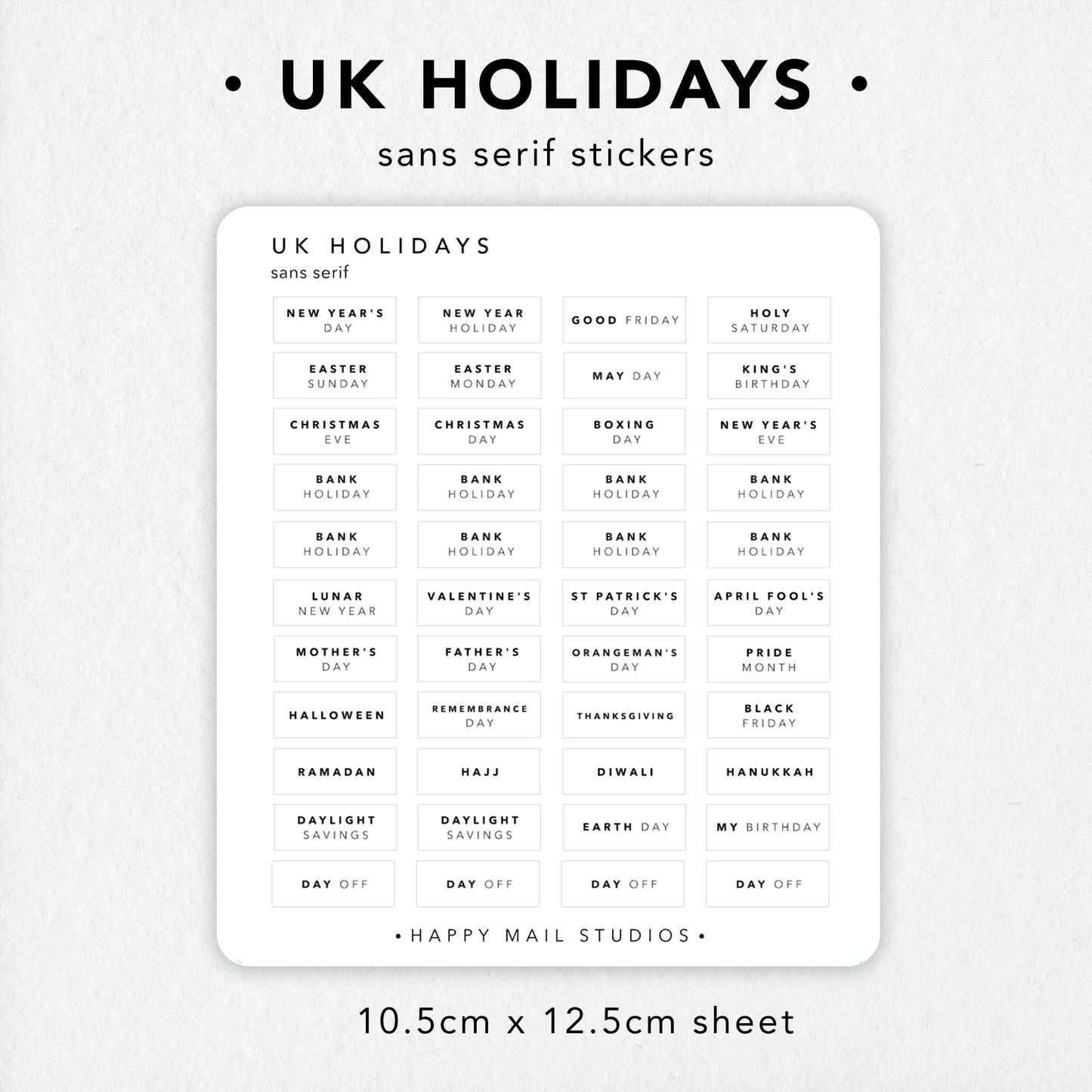 UK Holiday stickers to customise your planners and bullet journals