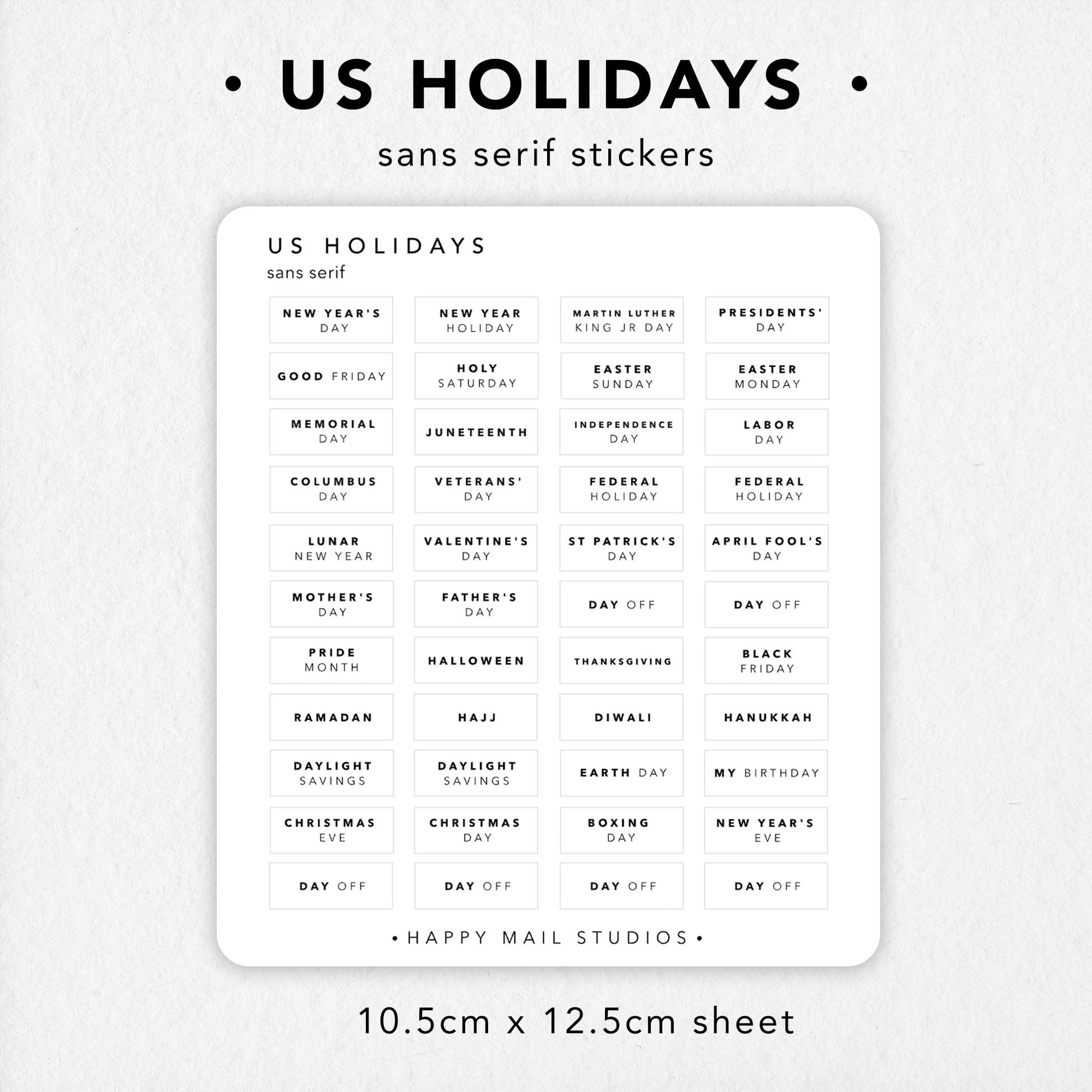 US Holiday stickers to customise your planners and bullet journals