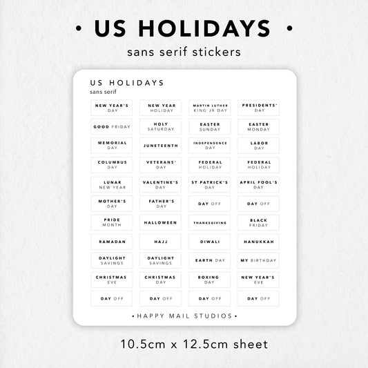 US Holiday stickers to customise your planners and bullet journals