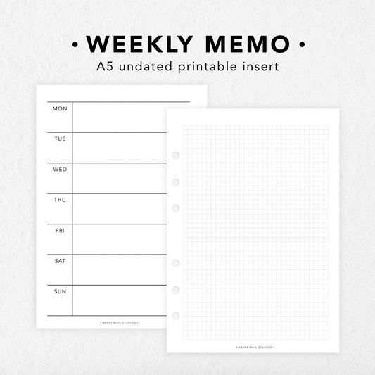 Printable Weekly Memo Inserts