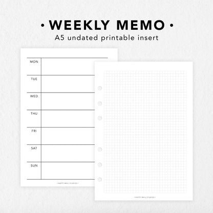 Printable Weekly Memo Inserts