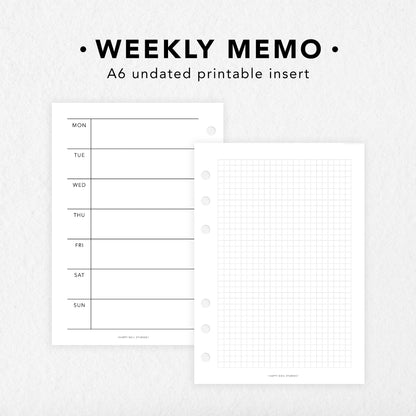 Printable Weekly Memo Inserts