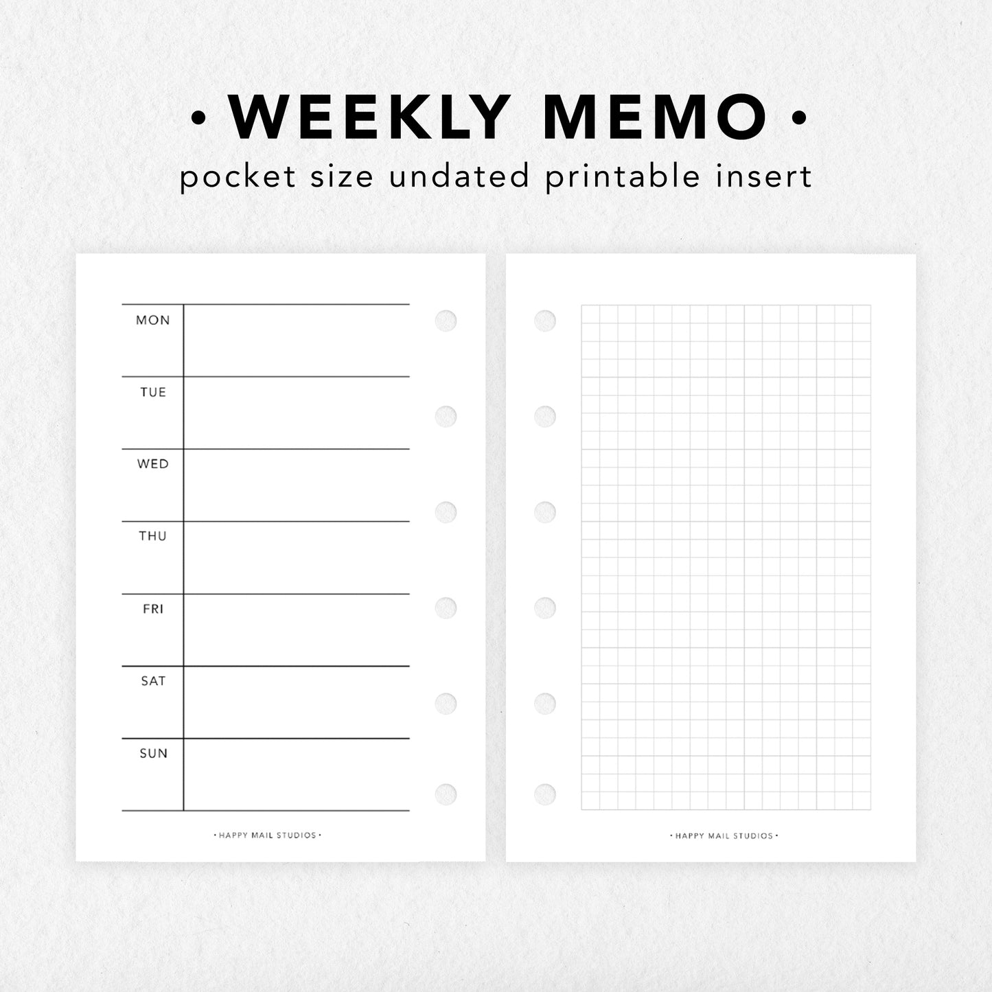 Printable Weekly Memo Inserts