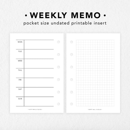 Printable Weekly Memo Inserts