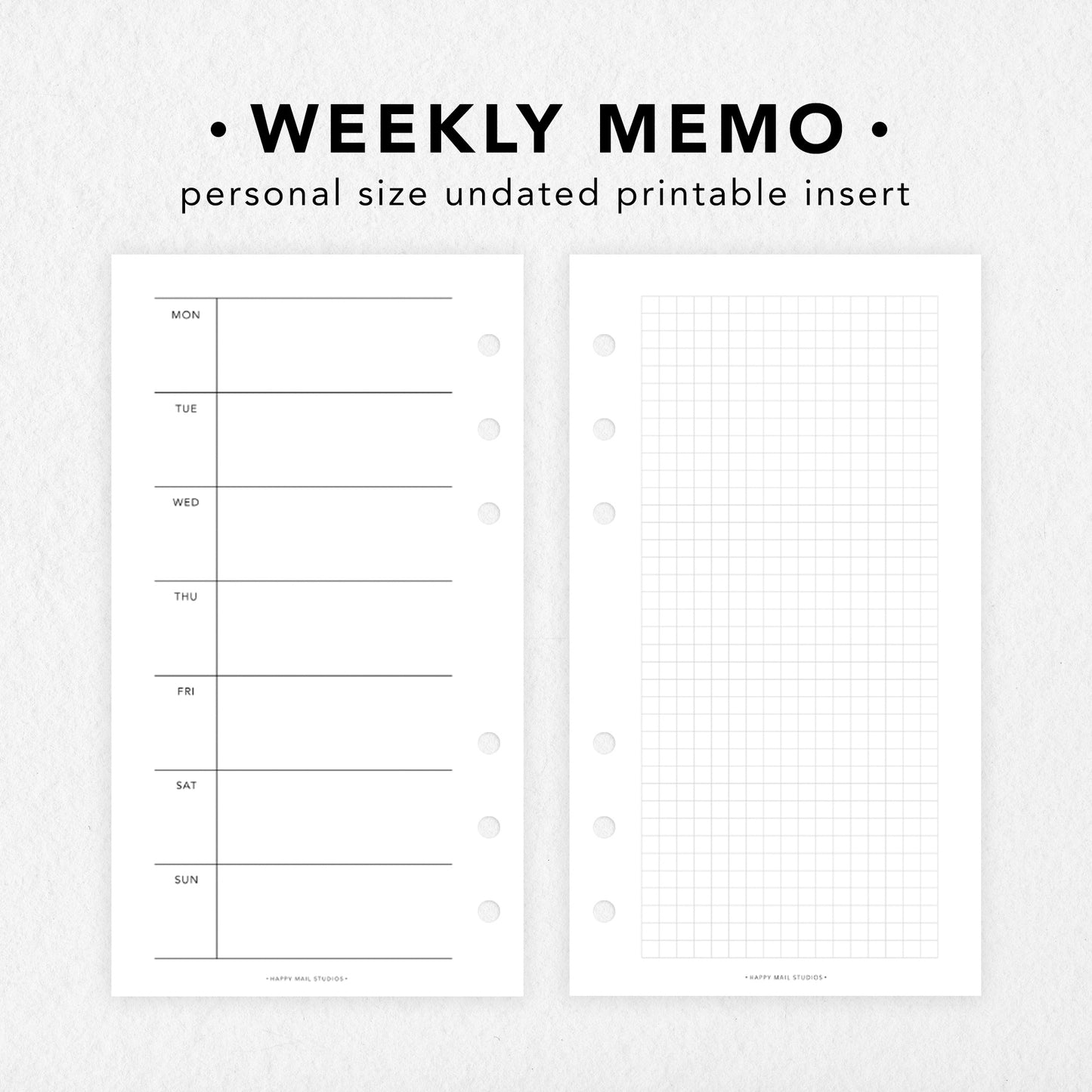 Printable Weekly Memo Inserts