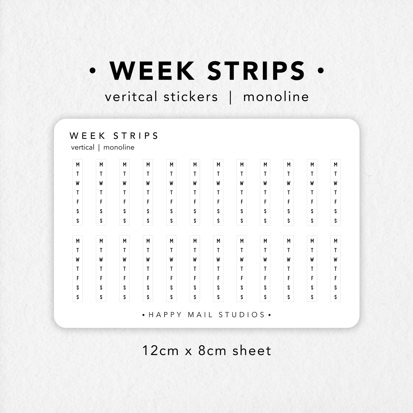 Vertical week strips stickers to customise your planners and bullet journals