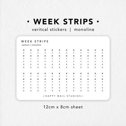 Vertical week strips stickers to customise your planners and bullet journals