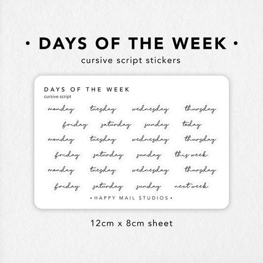 Days of the week stickers to customise your planners and bullet journals