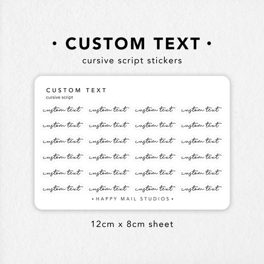 Custom Text Cursive Script Stickers